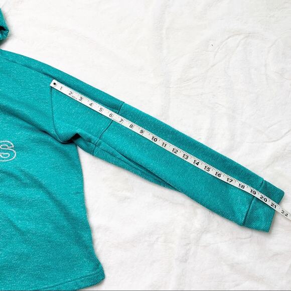 ADIDAS Turquoise Climawarm 3-Stripe Cropped Hoodie size Large - Picture 10 of 12